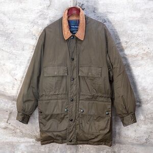 Men’s Nautica Winter coat / duck down leather trim 100% cotton shell size M